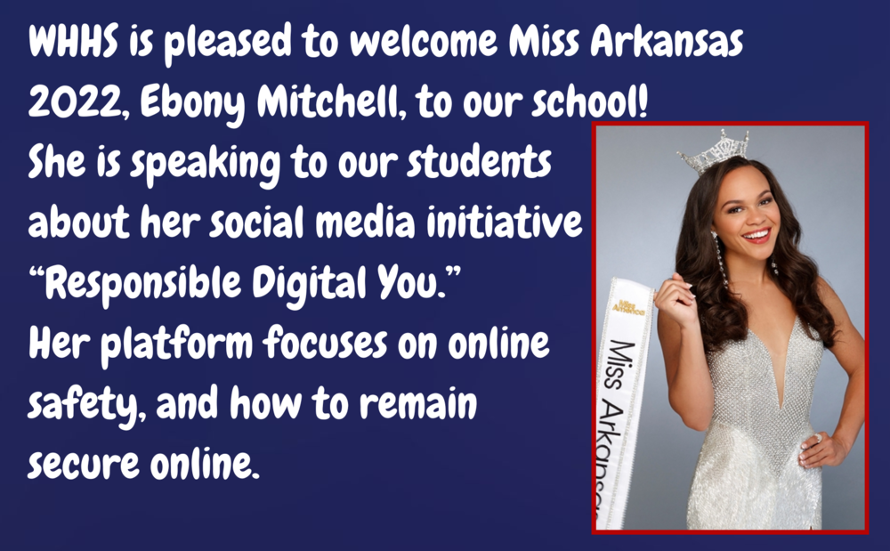 ​Miss Arkansas 2022, Ebony Mitchell, visiting WHHS.