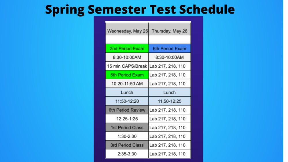 Spring Semester Test Schedule
