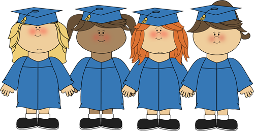 cartoon kids in cap and gown
