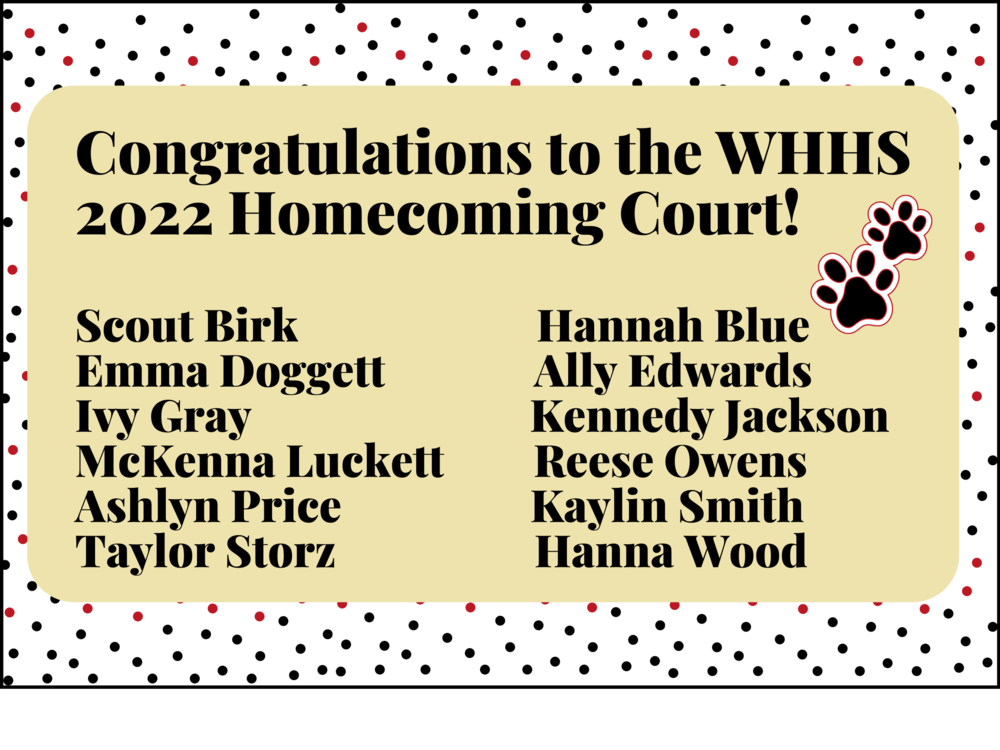 WHHS 2022 Homecoming Court