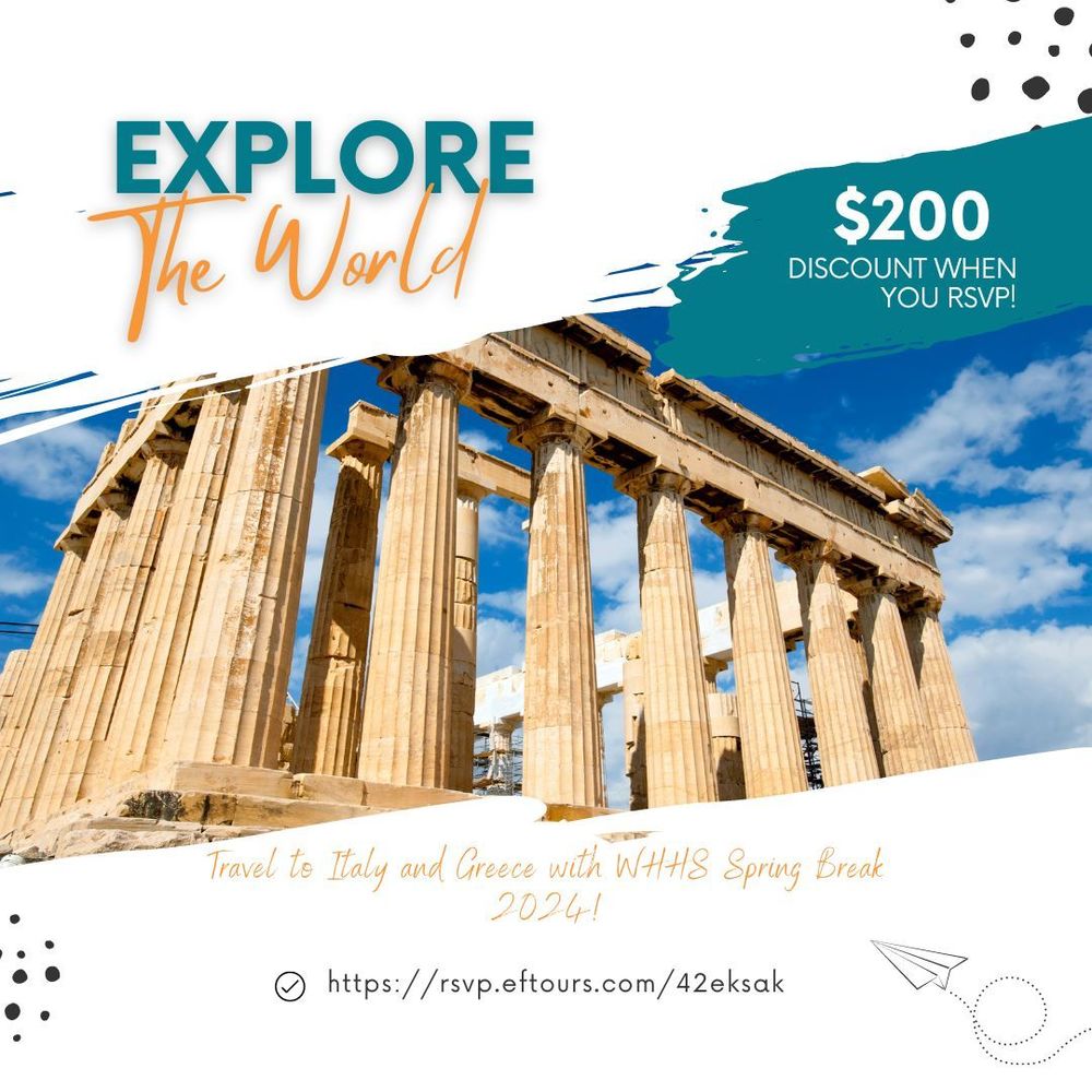 WHHS Italy and Greece trip planned for Spring Break 2024! | White Hall High School