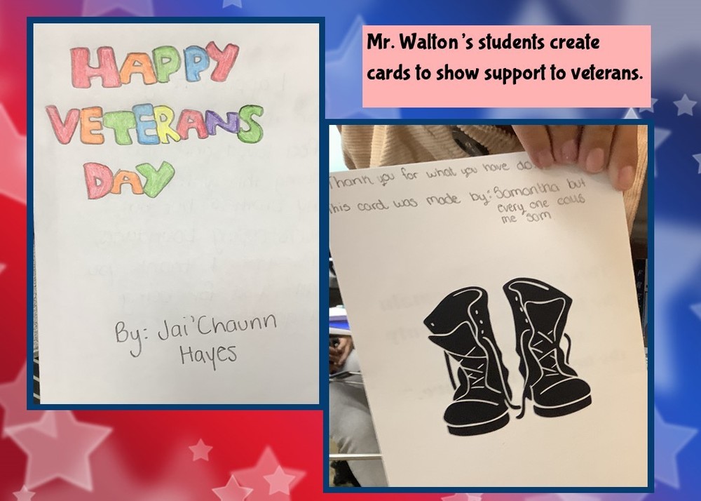 Mr. Walton's students create Veteran's Day Cards.