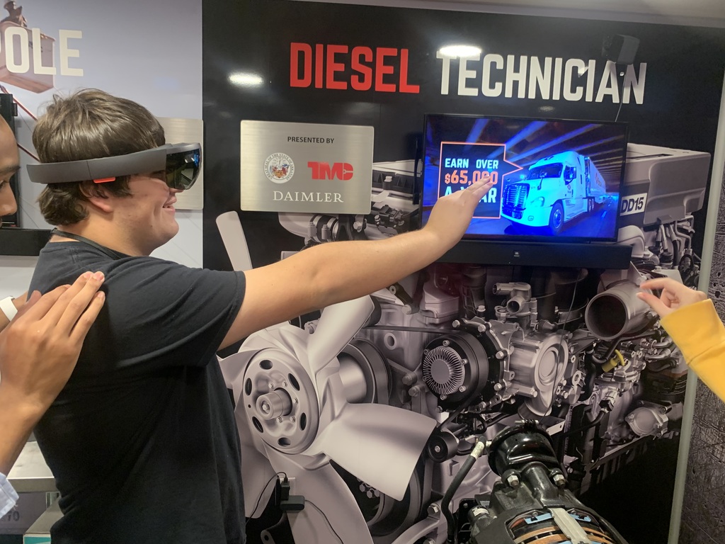 Students in the Be Pro Be Proud Technology Simulator