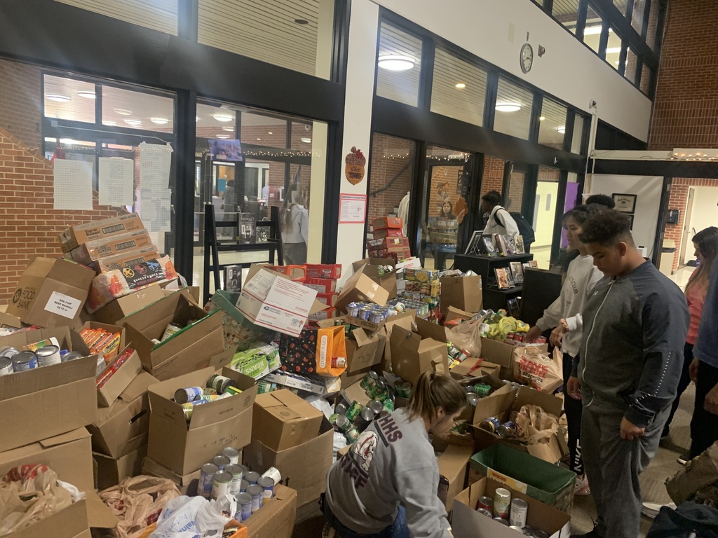 Thank you to all our  students who brought items for the food drive, and who helped stack the food!